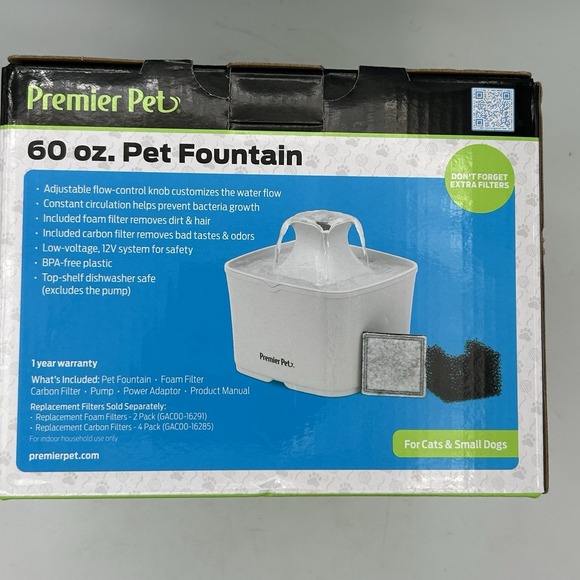 Premier Pet Other - Premier Pet Automatic Water Fountain System For Cats & Small Dogs 60 oz